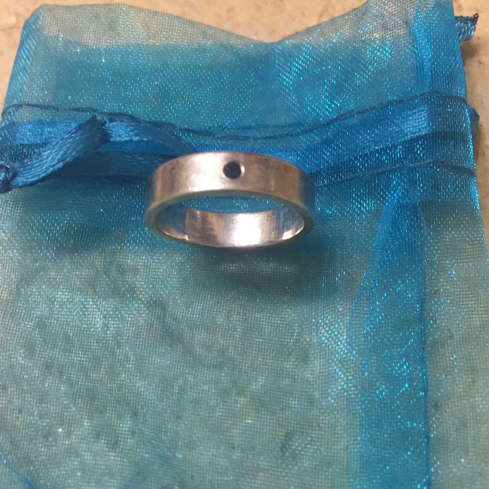 Sterling Silver Sapphire Ring 6.75